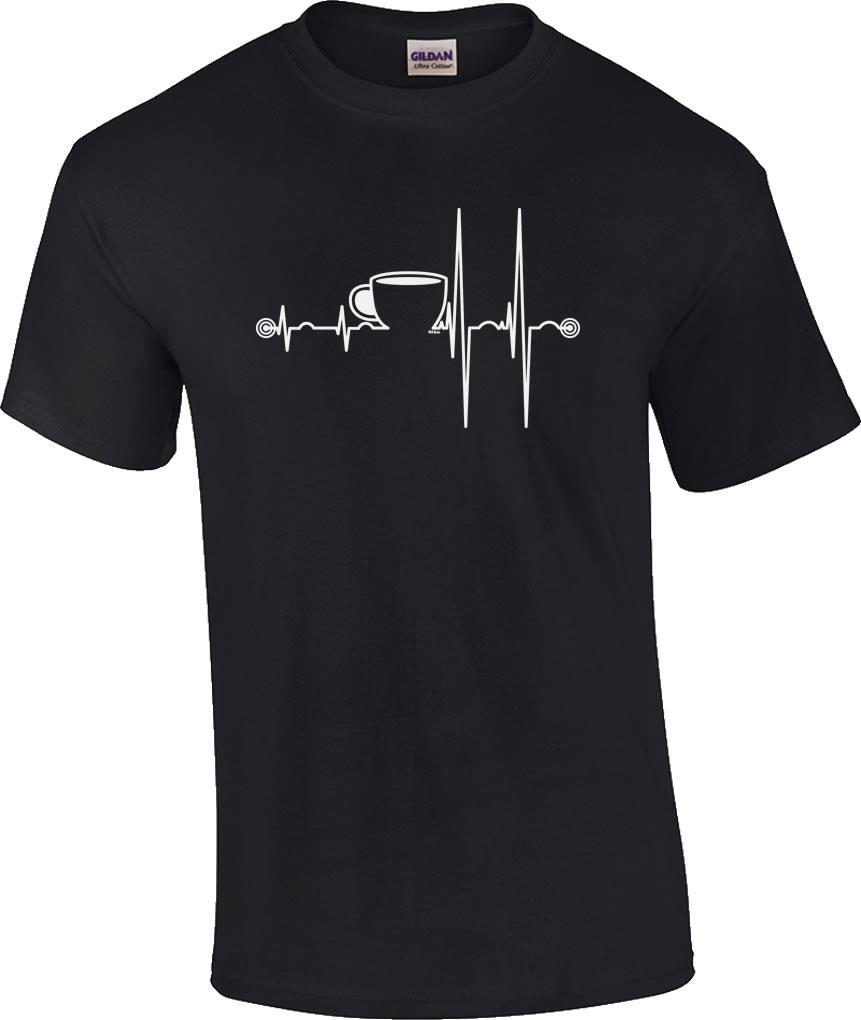 Funny Coffee Cup Heartbeat EKG Coffee Lover T-Shirt M