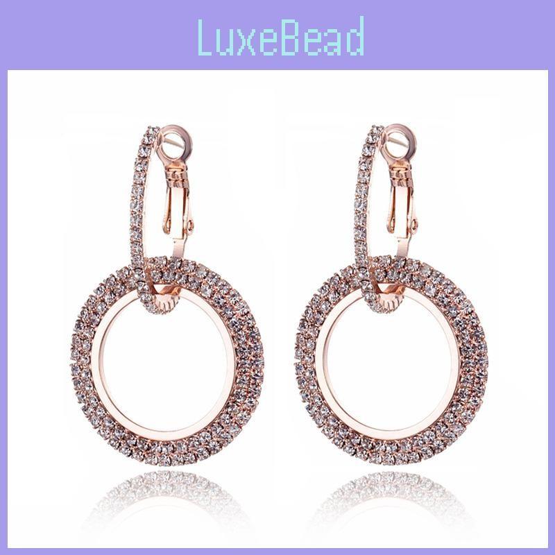 Western Fashion Stylish Geometric Studs With Rhinestones Unique Alloy Earrings