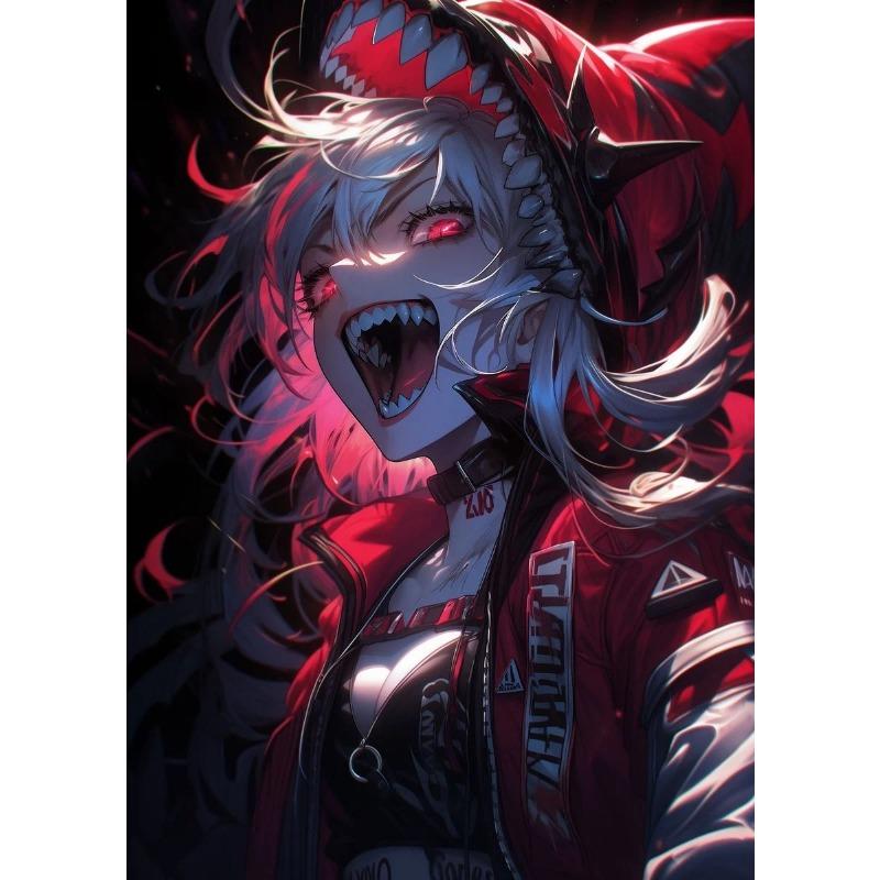 Dark Anime Girls Sexy Cyberpunk Gaming Neon Girl Posters and Prints Canvas Printing Wall Art Picture for Living Room Home Decor