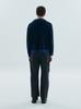 Black Moment Mix Cable Line Knit Collar Cardigan