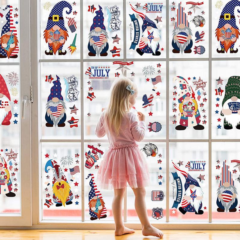Heiß! 9 Stück/Set Wandaufkleber PVC Amerikanischer Unabhängigkeitstag Aufkleber Elektrostatische Fensteraufkleber