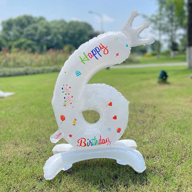 32 Inch White Standing Crown Digital Balloon For Children's Birthday Party Decoration And Photography Props