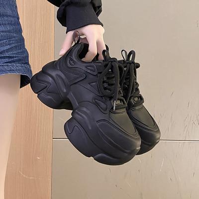 Fashion Women Chunky Sneakers 8CM High Platform Breathable Mesh Shoes Ladies Wedges Casual Shoes For Woman White Sports Dad Shoes 2024