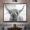 Black and White Highland Cow Cattle Canvas Painting Nordic Posters and Prints Wall Art Pictures for Living Room Home Decoration No Frame