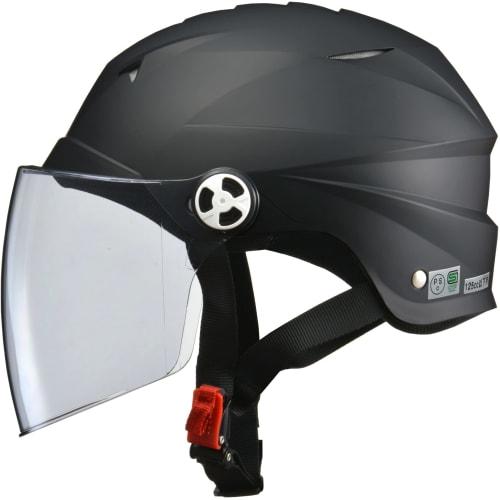 LEAD Motorcycle Helmet Jet SERIO Half Helmet with Shield Matte Black RE40 - One Size