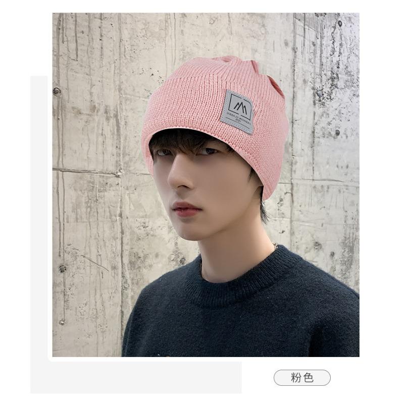 Hat Men's Autumn and Winter Warm Wool Hat Big Head Circumference Knitted Hat Trendy Brand Cotton Hat Velvet Men's Winter Cold Hat Women