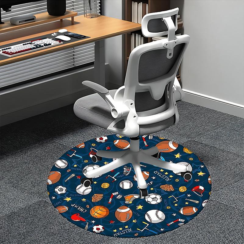 Sports Ball Office Carpet Chair Mats for Desk, Sports Theme Office Chair Mat, Non-Slip Office Carpet Chair Mats for Floor, Home Decor Office Carpet Ch