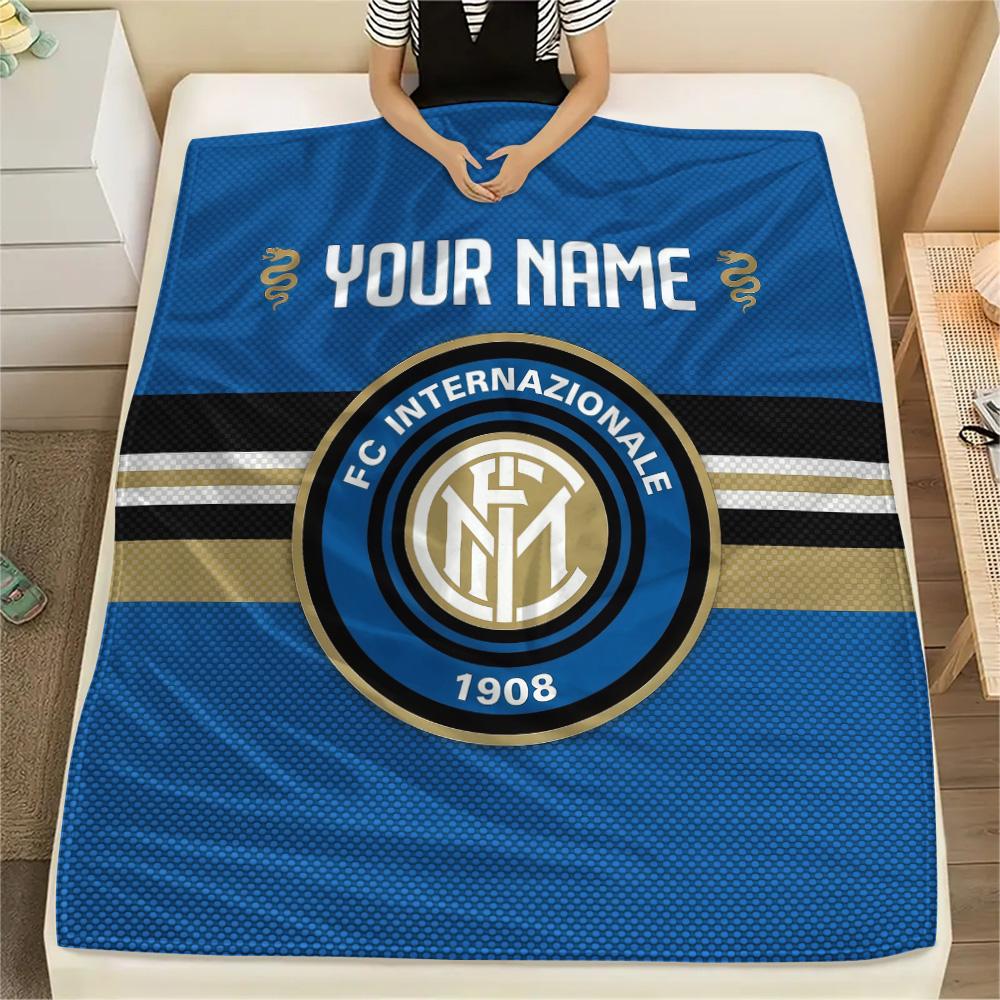 Benutzerdefinierter Name Inter Mailand 2 Flanelldecke, Hohe Qualität, Bequem für alle Jahreszeiten, Heimdekoration, Wärme und Komfort