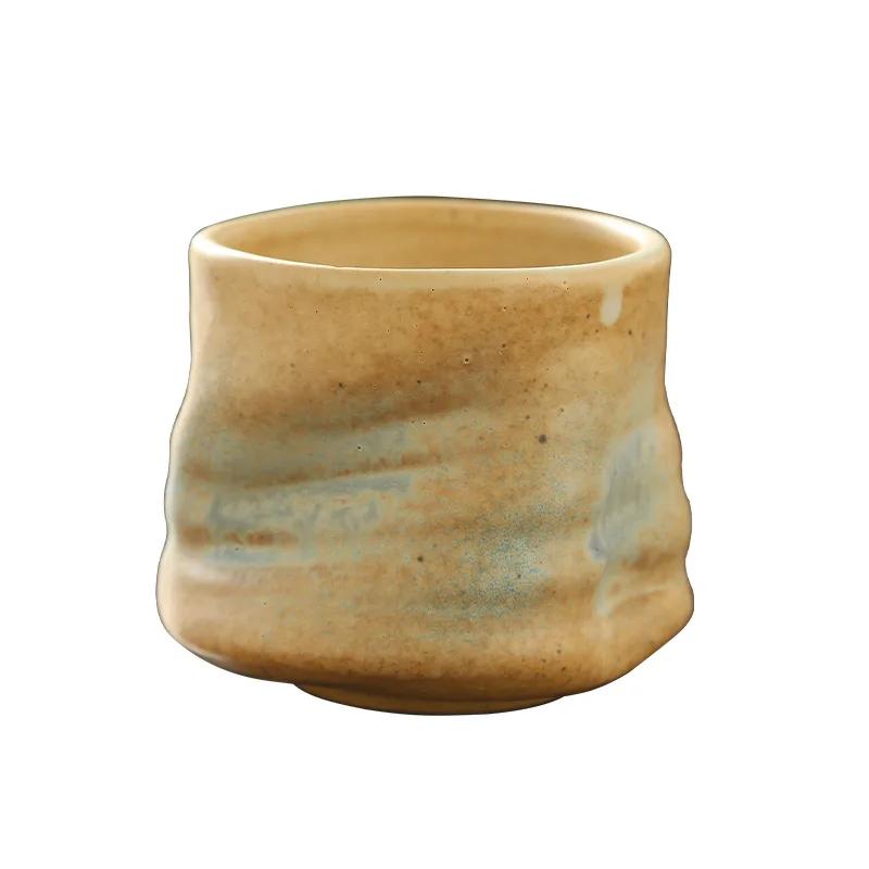 Stoneware Espresso Cup Retro Hand-kneaded Pleated Flower Cup Medieval Ceramic Niche Design Afternoon Tea Cup