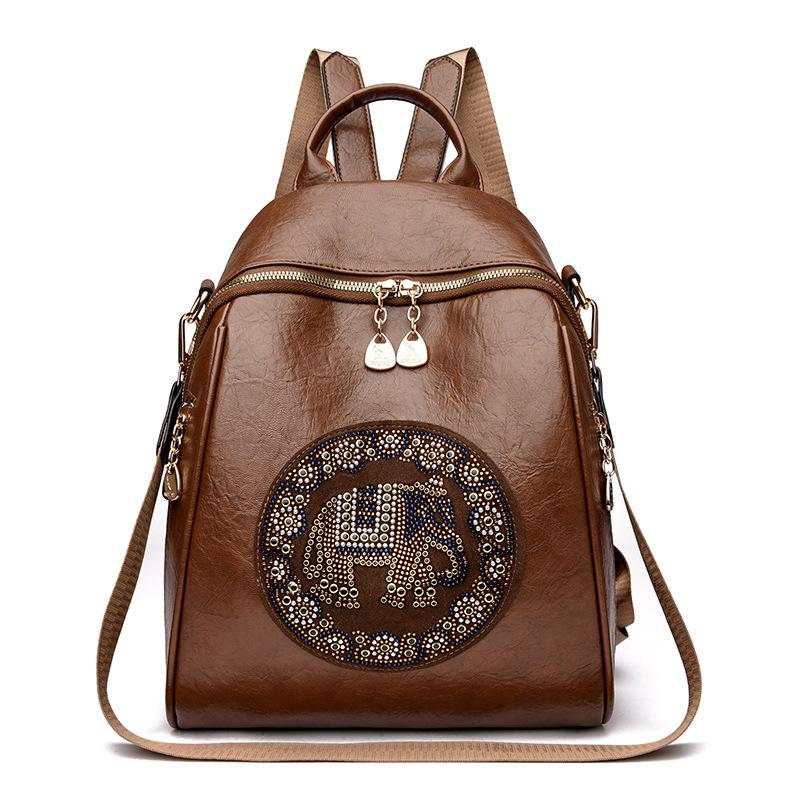 Schoolbag Backpack Premium Sense Hot Diamond Travel Backpack 1011 New Sheepskin Embroidered Jixiang Multifunctional School Bag Women