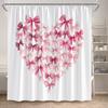 Fashion Bowknot Shower Curtains Red Pink Bow-Tie Heart Pattern Girl Gift Modern Bathroom Decorative Bath Curtain Set With Hooks