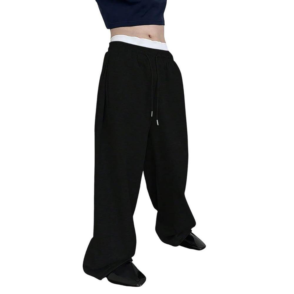 Pantaloni della tuta a gamba larga da uomo e da donna stile europeo e americano con coulisse in vita gamba dritta larghi
