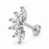 Stainless Steel Lip Ring Threaded Leaf Piercing Jewelry Micro Paved Zircon Minimalist Design