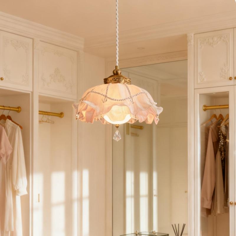 Luxury Pink LED Pendant Lights Flower Home Decoration Lighting Bedroom Bedside Chandelier Lamp Kitchen Living Room Lustre Indoor