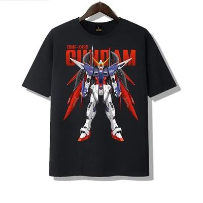 Camiseta Estampada de Anime Mecha Gundam a Juego para Familia Hombres Niños Niños Algodón Verano Manga Corta Camiseta Venta Caliente