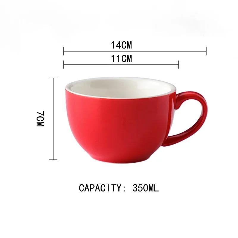 350ml Latte Cups Ceramic Coffee Cup and Saucer Set Pottery Breakfast Milk Mug Afternoon Teacup Porcelain Water Mugs Wholesale