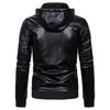 Autumn Winter Men Solid Color Warm Jacket Casual PU Hooded Coat Plus Size S-3XL