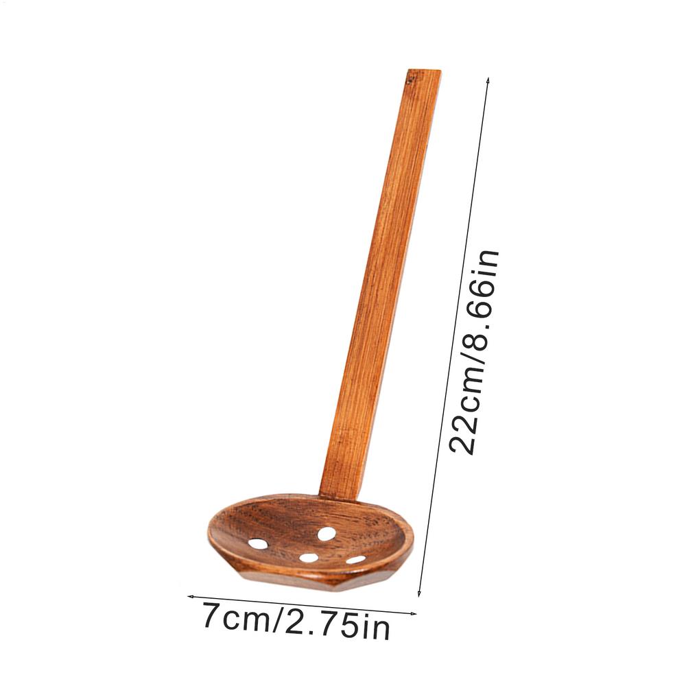 Japanese Style Wooden Soup Spoon with Long Handle, Hot Pot Ramen Noodle Spoon Multipurpose Kitchen Stirring Mixing Spoon