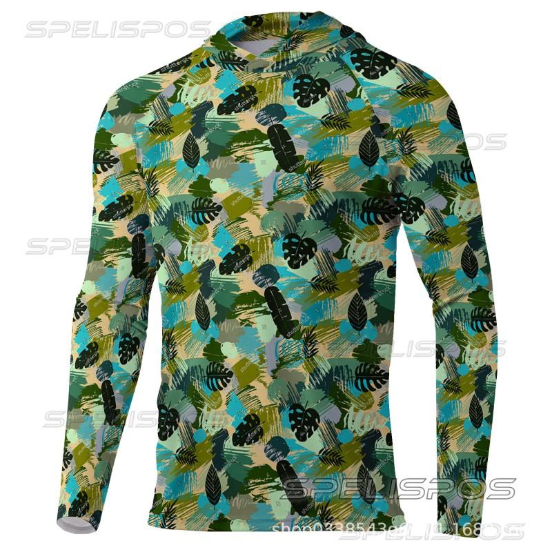 Mens Quick-Dry UV Protection Long Sleeve Fishing Hoodie Outdoor Summer Activities Cycling Jersey Style