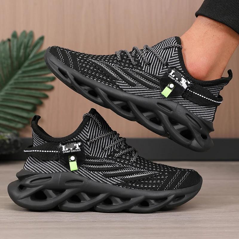 Herren Tennisschuhe Leicht Atmungsaktiv Mesh Strickdesign Dämpfung Lässige Hohlschuhe Bequeme Modische Trainingsschuhe
