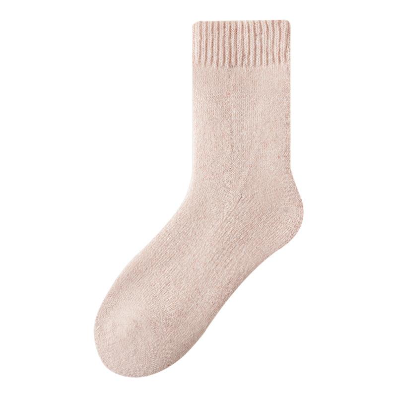 Women's Winter Thickened Fleece Wool Socks for Women, Mid-calf Socks for Warmth, Solid Color Simple Fleece Women's Socks for Autumn and Winter