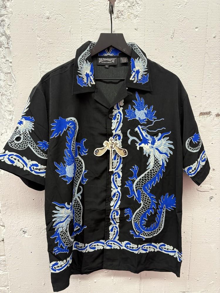 

Dragonfly Shirt Mens Medium DF King Warrior Dragon Print Korea Polyester Unisex T-Shirt XXXXL
