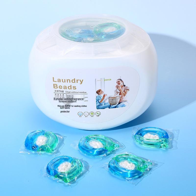 Five-in-One Laundry Pods: Long-Lasting Scent, Stain Removal, Softening, and Concentrated Detergent Beads.