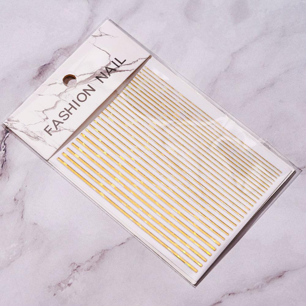 1PC Silber Gold Linien Streifen 3D Nagel Aufkleber Geometrische Wellenförmige Stern Herz Selbstklebende Slider Papiere Nail art Transfer Aufkleber