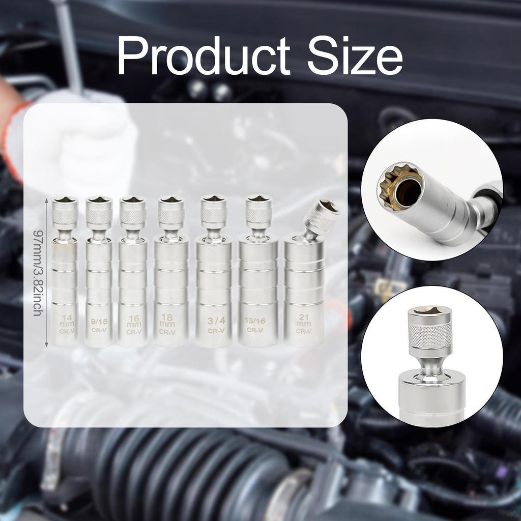 7 Pieces Ignition Plug Sockets Wrench for Motorbike Automotive Vehicles