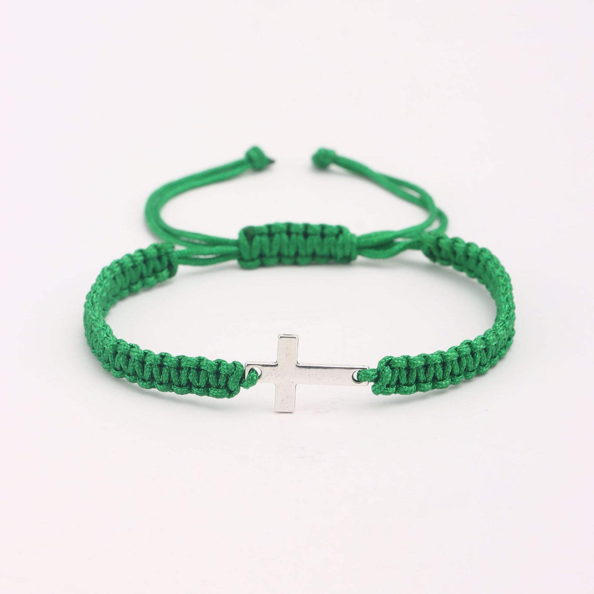 

Креативный индивидуальный браслет из нержавеющей стали с крестом ручной работы, регулируемая цветная веревка, универсальный браслет для пары