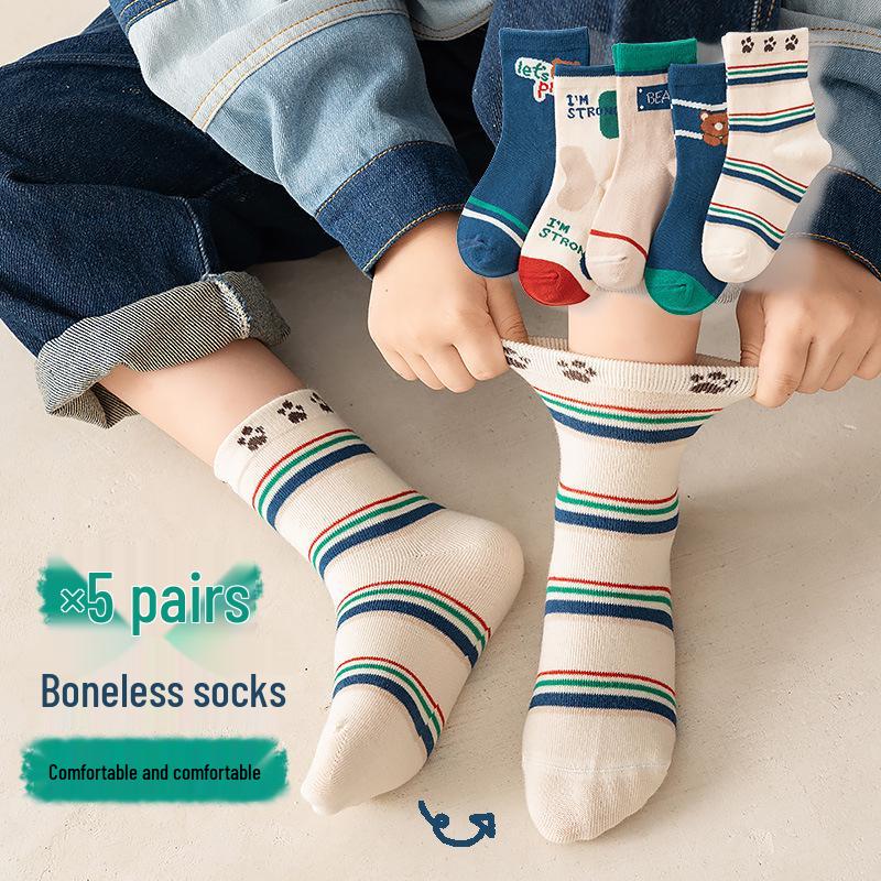 Kids' Mid-Calf Cotton Socks - For Boys & Girls Ages 6-12, Spring & Autumn