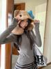 Women's Brushed Thickened Long Sleeve Base Layer T-Shirt with Thumb Holes - Slimming and Versatile for Autumn and Winter.