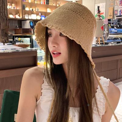 Summer Designer Lace Sun Protection Hat for Women, Spring and Summer Hollow Breathable Sun Hat, Face-slimming Fisherman Hat