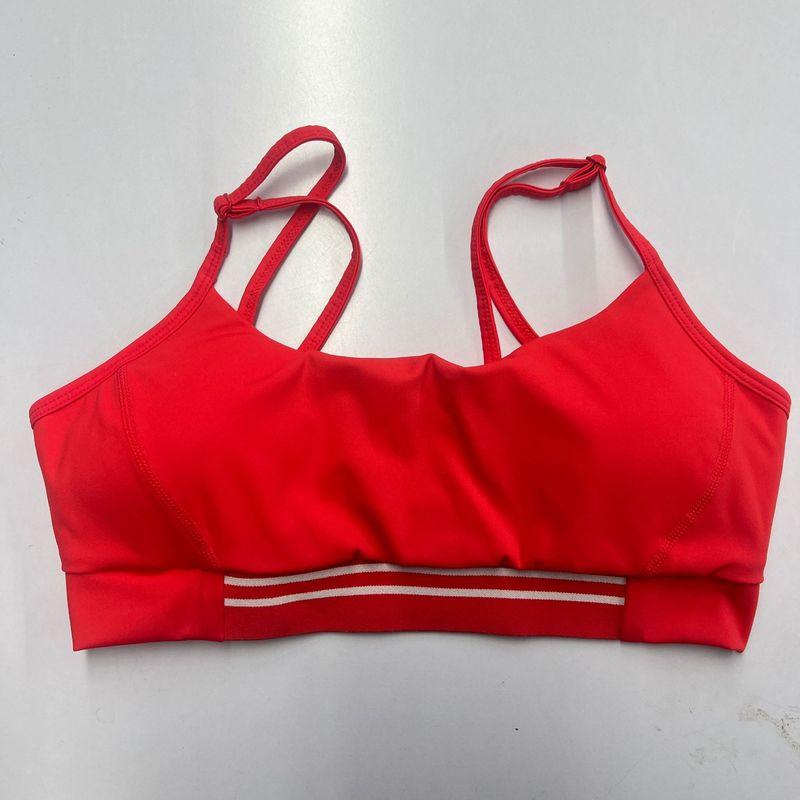

Al * O Same Style Patchwork Yoga Bra Wear-Free Bra Sexy Cross Back Bubble Wrap Push up Sports Bra Candy Red Bra M