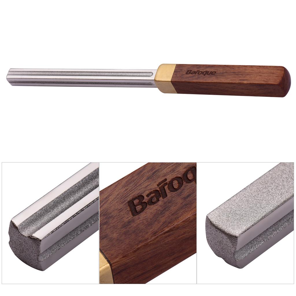 Baroque CD-20 Square Guitar Fret Dressing Metal File with 3 Carborundum Slots Wooden Handle Guitar