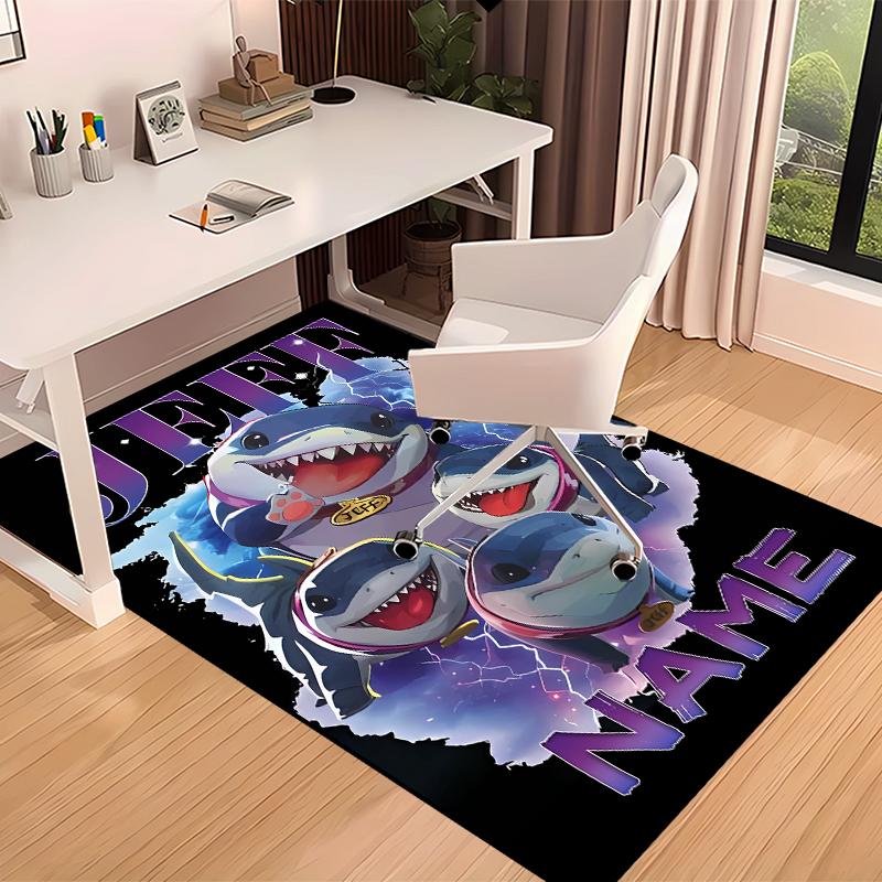 Custom Personalization Jeff the Land Shark Print Area Rug - Soft, Washable Non-Slip Indoor Mat,Living Room,Home&Office Decorative Rug