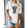 European Size Cow Head Print T-Shirt, Short Sleeve Crew Neck Casual Top For Summer & Spring, Women's Clothing