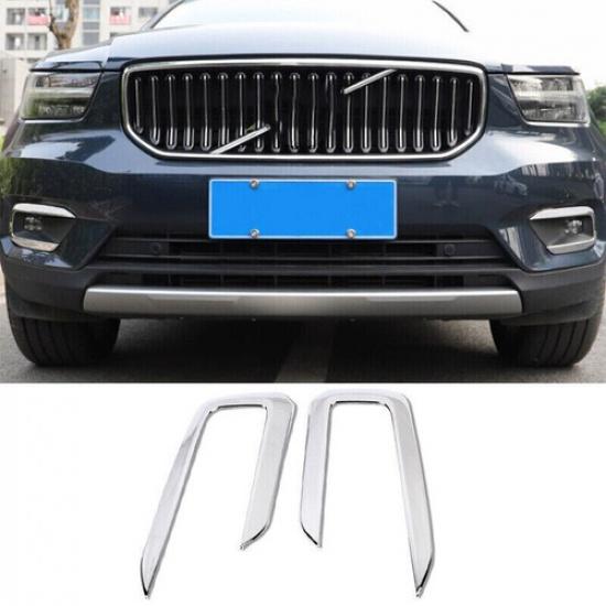 For Volvo XC40 19-22 Chrome Exterior Front Fog Light Lamp Frame Cover Trim 2PCS