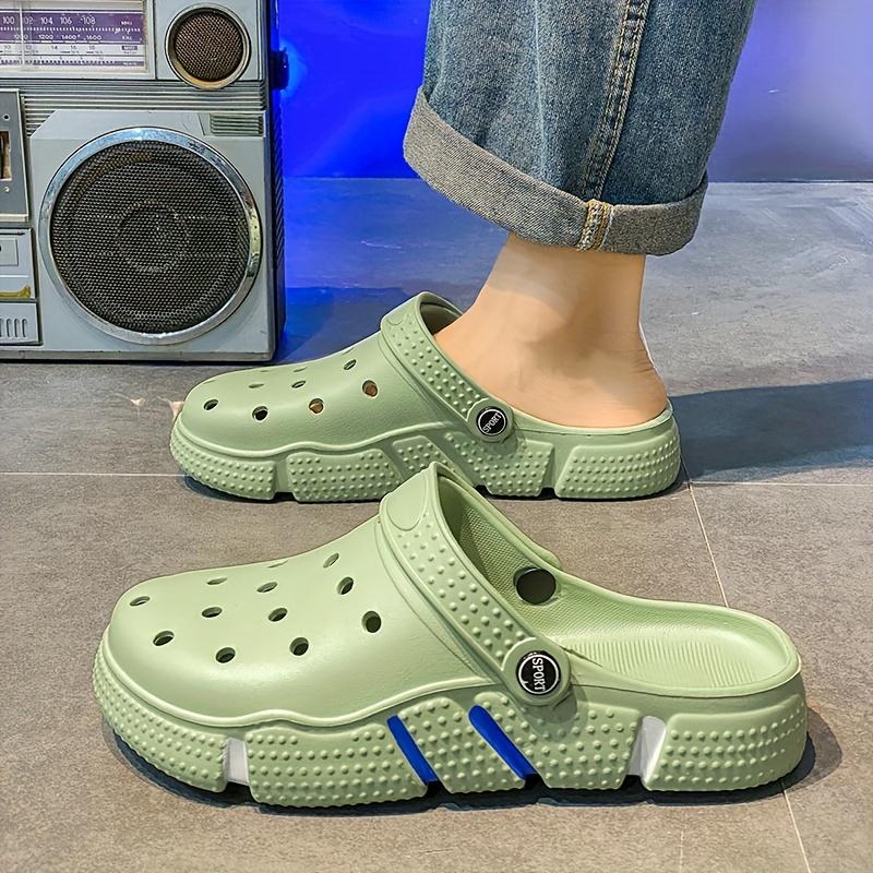 Zuecos Huecos de Color Sólido para Hombre de Talla Grande, Zapatillas EVA Cómodas Antideslizantes Duraderas de Suela Blanda para Actividades de Interior y Exterior para Hombre