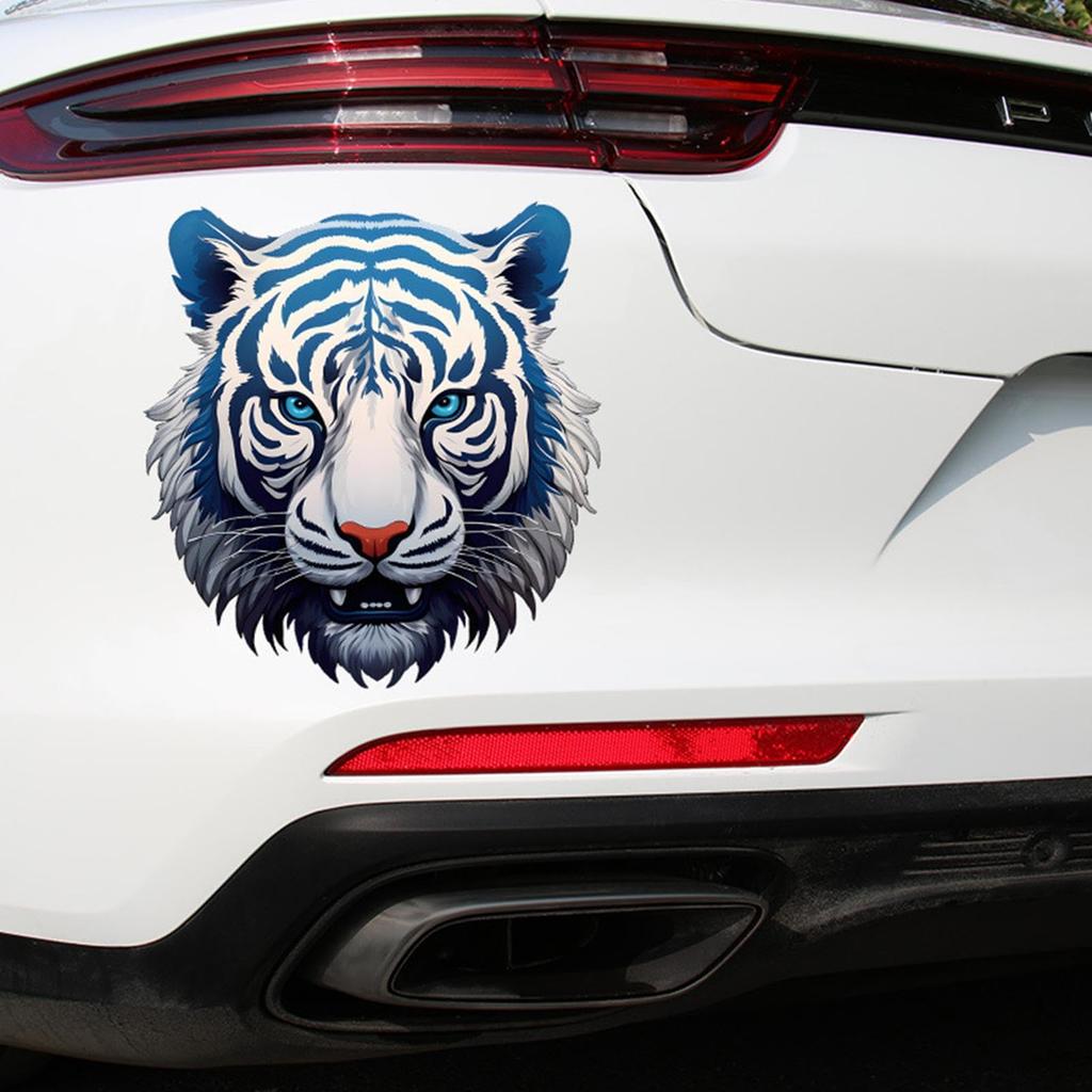 Car Stickers and Decals, Car Decoration Stickers - Blue Flower Porcelain New Tiger Head
