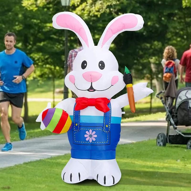 Multitypes Inflatable Toy Giant Rabbit Egg Happy Easter Inflated Model Decoration with LED Lights Bunny Outdoor Yard Bunny Decor