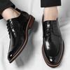 Fashionable Men Lace Up Breathable and Non Slip Oxford Shoes High-quality Men Comfortable Pointed Casual Business Leather Shoes