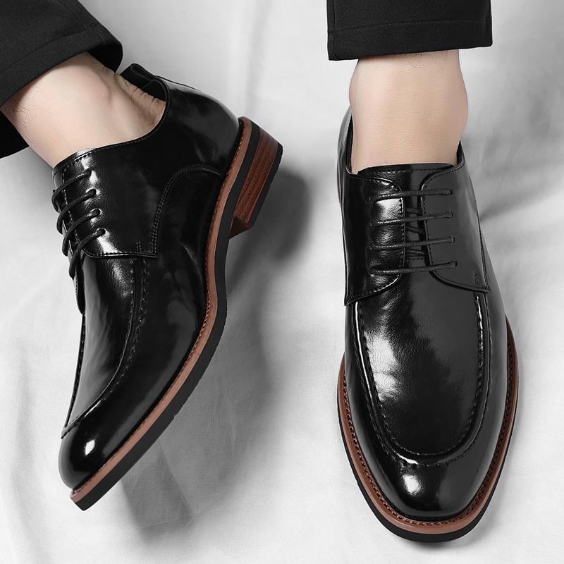 Fashionable Men Lace Up Breathable and Non Slip Oxford Shoes High-quality Men Comfortable Pointed Casual Business Leather Shoes