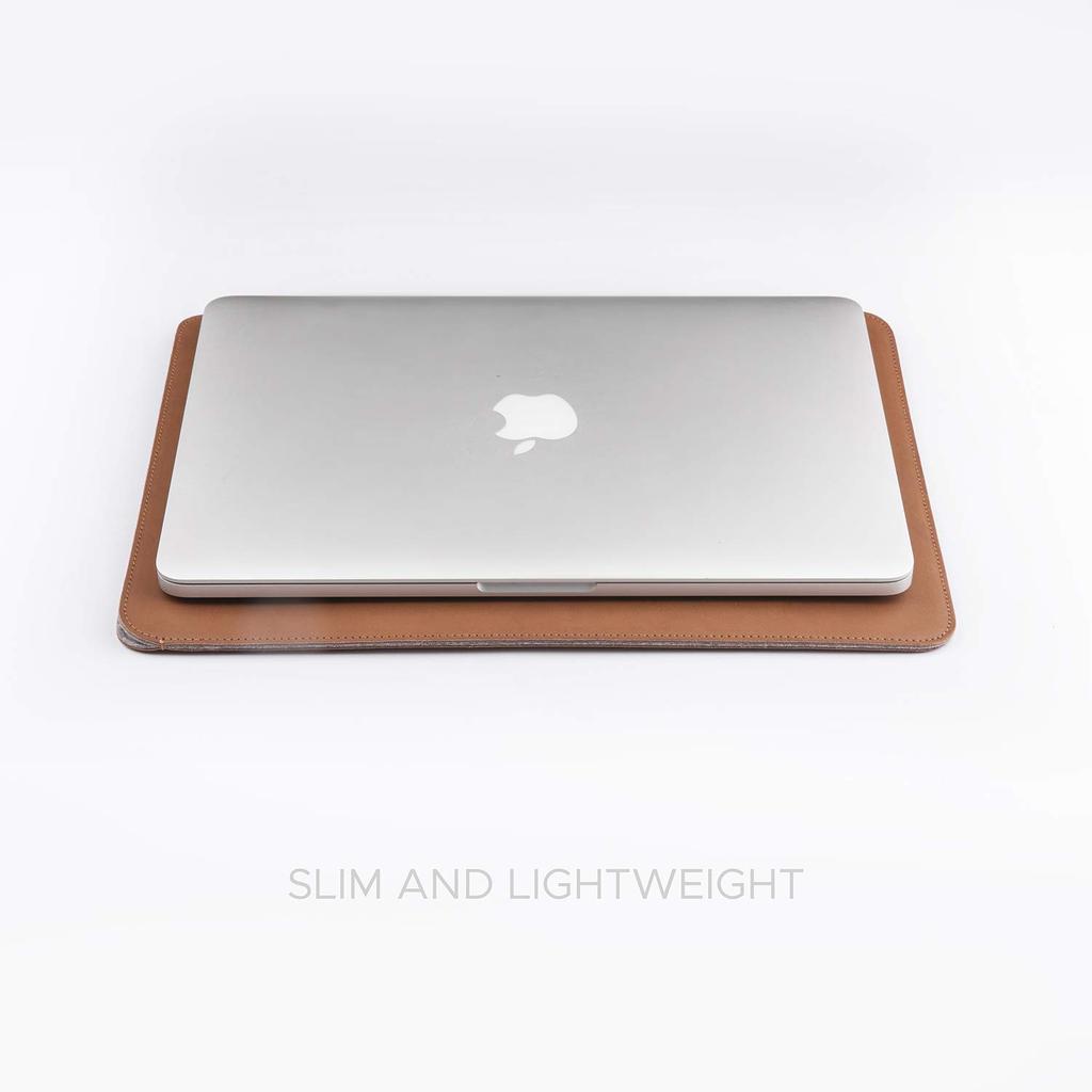 Comfyable Slim Laptop Sleeve for 15" MacBook Air (M4 2025, A3241, M3 2024, A3114 & M2 2023, A2941), Faux Leather Protective Case, Brown
