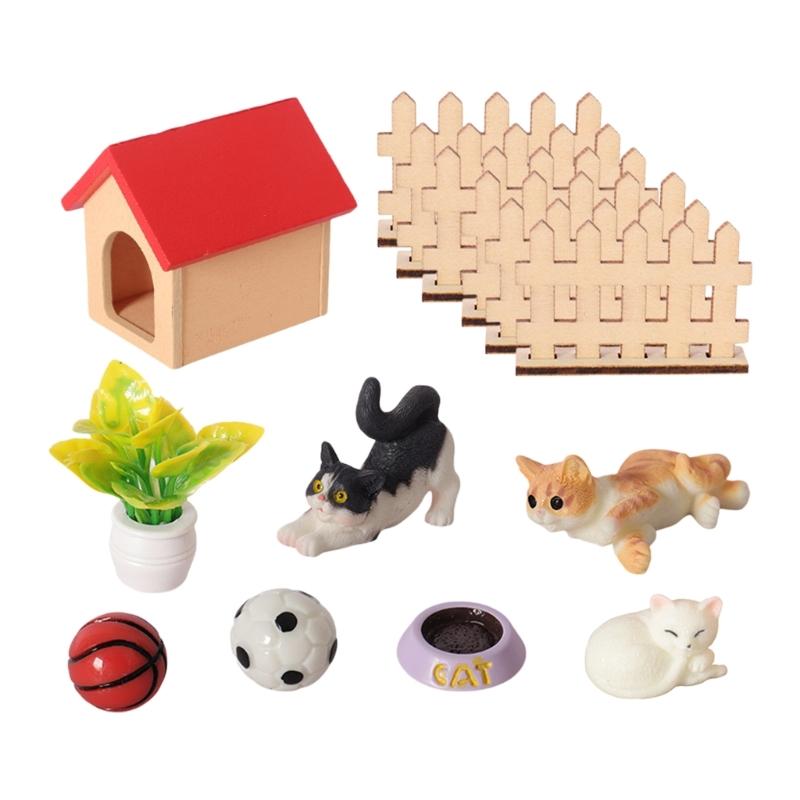 

Kitten Chamber Model Pet Kitten House Dollhouses Pet 1:12 Scale Realistic Playset Door Pet Kitten House Model Creative Fun 1