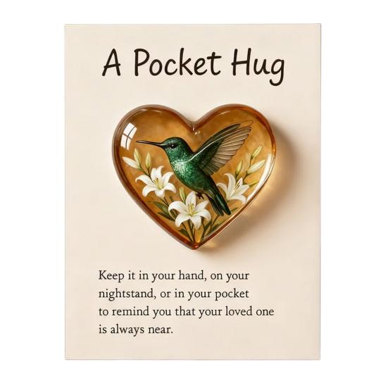 Pocket Hug Hummingbird Mini Pocket Hug Heart Cute Hummingbird Ornament with Encouragement Card Keepsake