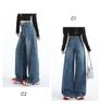 Women's American Retro Blue Wide-Leg Scissor-Cut Jeans - High-Waisted, Slimming, Loose, Floor-Length, Spring 2026 Collection