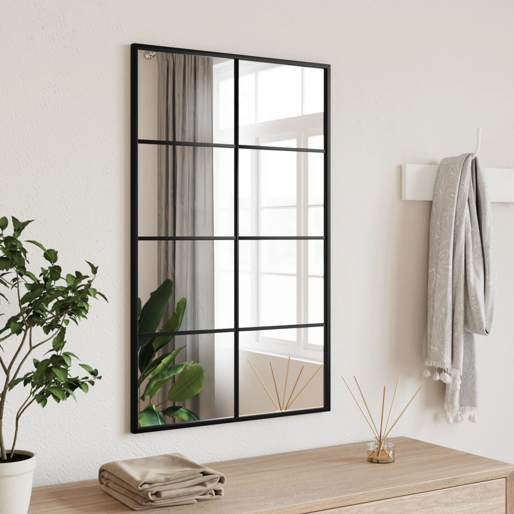 vidaXL Wandspiegel Schwarz 50x80 cm Rechteckig Eisen schwarz