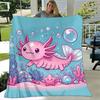 1pc Cute Axolot Printing Lightweight Flannel Blanket, Comfortable and Warm Blanket, for Camping Sofa Bed and Couch Office, Suitable for Gift