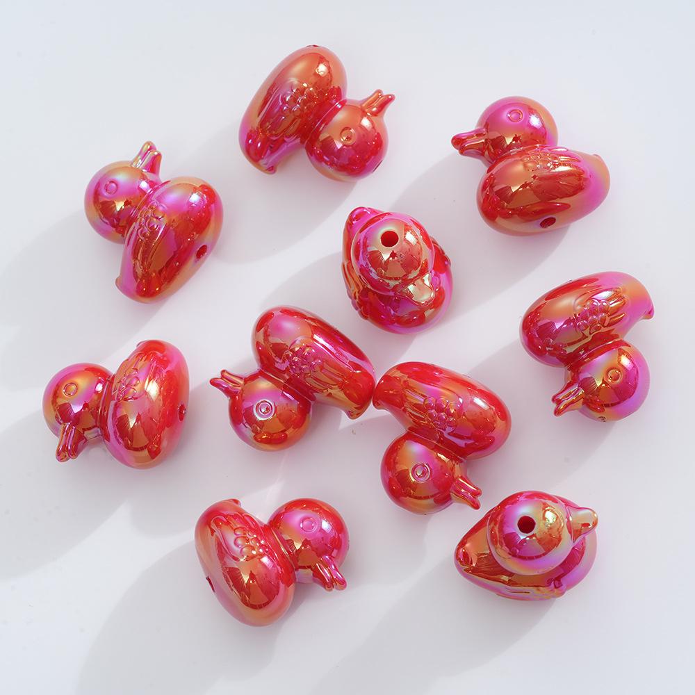 DW11 5pcs Personality Style Cartoon Cute Colorful 3D Duck Beads Cartoon Beads DIY Jewelry Diy Chain Bracelet Pendant Accessories